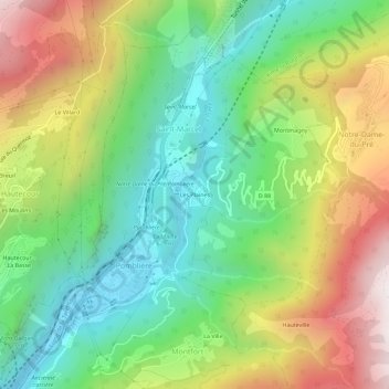 Mapa topográfico Les Plaines, altitud, relieve