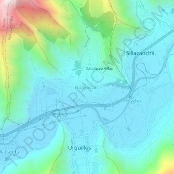 Mapa topográfico Huayoccari, altitud, relieve