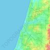 Mapa topográfico Tel Aviv, altitud, relieve