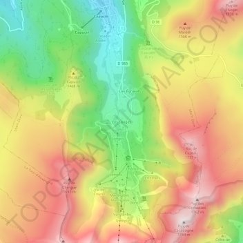 Mapa topográfico Les Longes, altitud, relieve