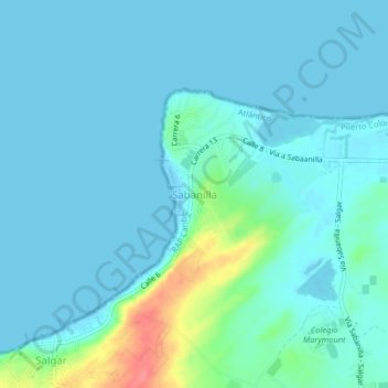Mapa topográfico Sabanilla, altitud, relieve