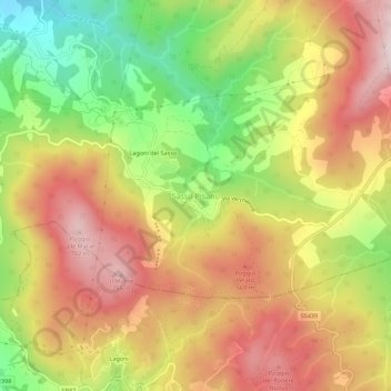 Mapa topográfico Sasso Pisano, altitud, relieve