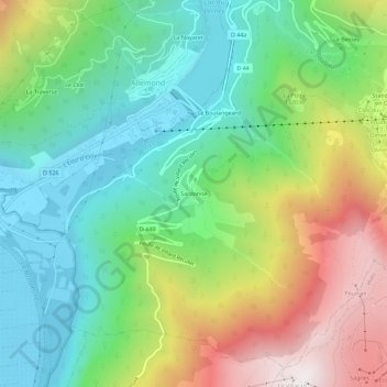 Mapa topográfico Sardonne, altitud, relieve