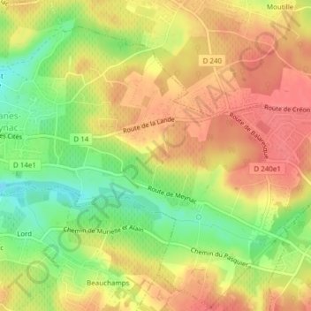 Mapa topográfico Le Tasta, altitud, relieve