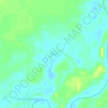 Mapa topográfico Tomu, altitud, relieve