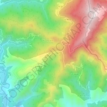 Mapa topográfico Les Falguières, altitud, relieve