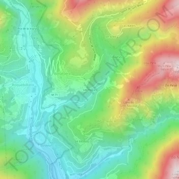 Mapa topográfico Les Ragias, altitud, relieve