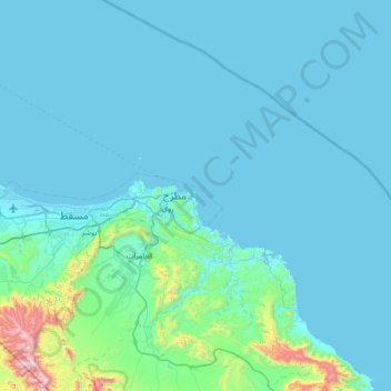Mapa topográfico Al Jazirah, altitud, relieve