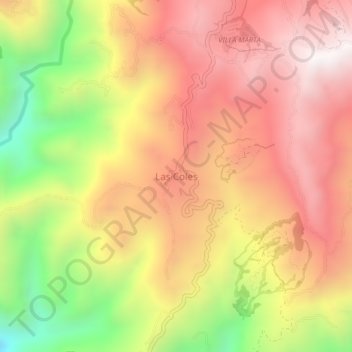 Mapa topográfico Las Coles, altitud, relieve