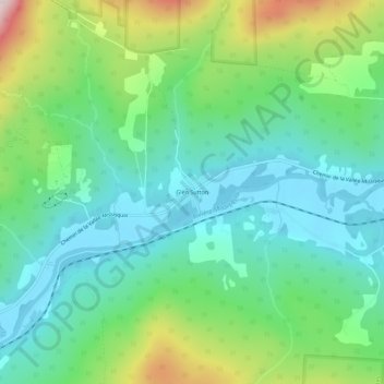 Mapa topográfico Glen Sutton, altitud, relieve