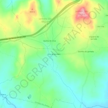 Mapa topográfico Ima do Jarmelo, altitud, relieve