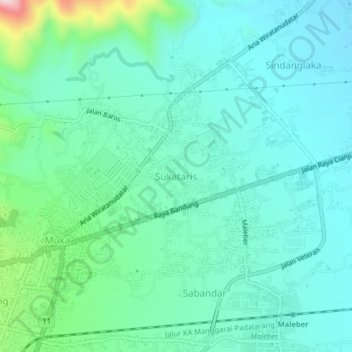 Mapa topográfico Sukataris, altitud, relieve