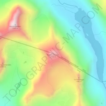 Mapa topográfico Kvitskardtinden, altitud, relieve