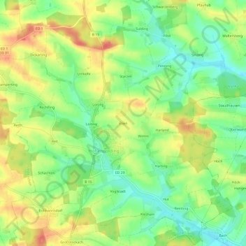 Mapa topográfico Eben, altitud, relieve