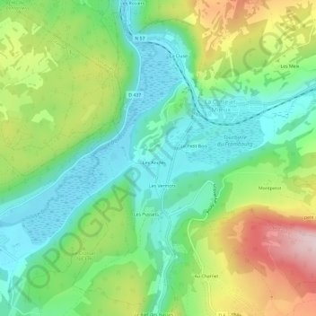 Mapa topográfico Les Angles, altitud, relieve