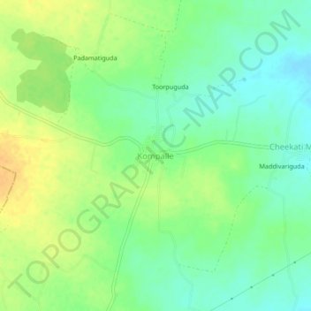 Mapa topográfico Kompalle, altitud, relieve