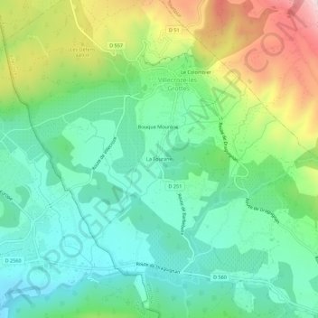 Mapa topográfico La Fourane, altitud, relieve