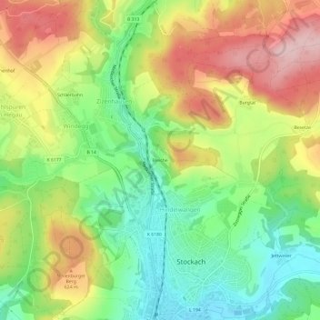 Mapa topográfico Bleiche, altitud, relieve
