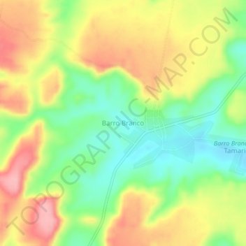 Mapa topográfico Barro Branco, altitud, relieve