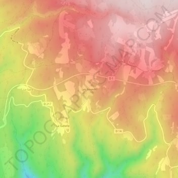 Mapa topográfico Les Isnards, altitud, relieve