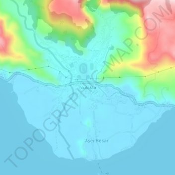 Mapa topográfico Nolokla, altitud, relieve