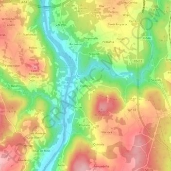 Mapa topográfico Chamoso, altitud, relieve