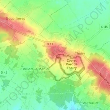 Mapa topográfico Le Cheneau, altitud, relieve