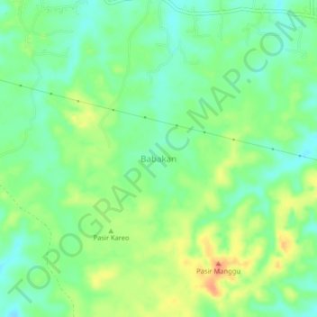 Mapa topográfico Babakan, altitud, relieve