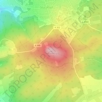 Mapa topográfico Stoppelberg, altitud, relieve