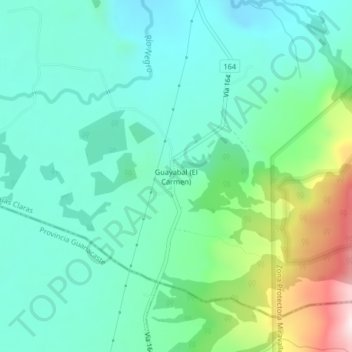 Mapa topográfico Guayabal (El Carmen), altitud, relieve