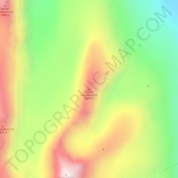 Mapa topográfico Austre Smedhamran, altitud, relieve