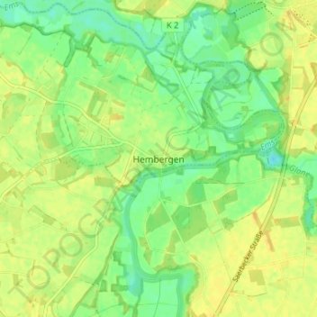 Mapa topográfico Hembergen, altitud, relieve