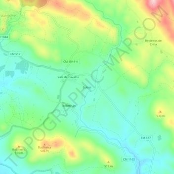 Mapa topográfico Cubos, altitud, relieve