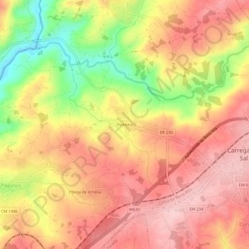 Mapa topográfico Pinheiro, altitud, relieve
