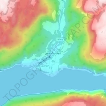 Mapa topográfico Jøsenfjorden, altitud, relieve