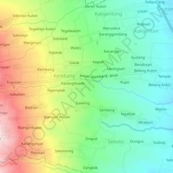 Mapa topográfico Ledoksari, altitud, relieve