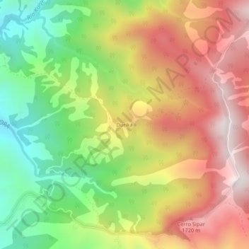 Mapa topográfico Durika, altitud, relieve