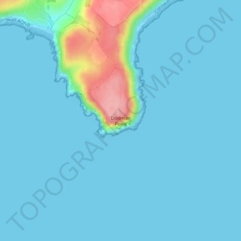 Mapa topográfico Dodman Point, altitud, relieve