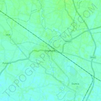 Mapa topográfico Sitamarhi, altitud, relieve