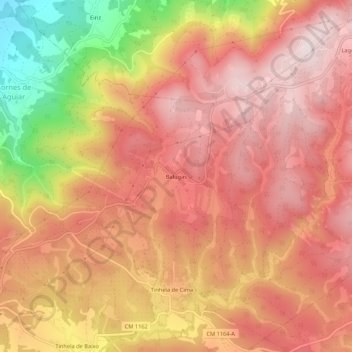 Mapa topográfico Balugas, altitud, relieve