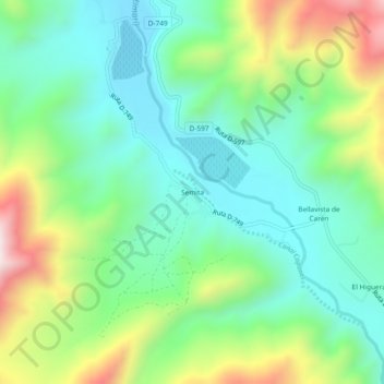 Mapa topográfico Semita, altitud, relieve