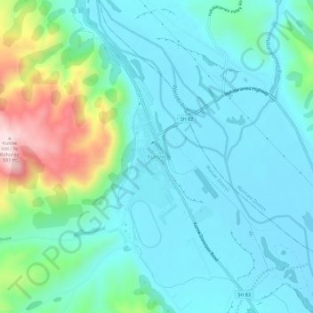 Mapa topográfico Kurow, altitud, relieve