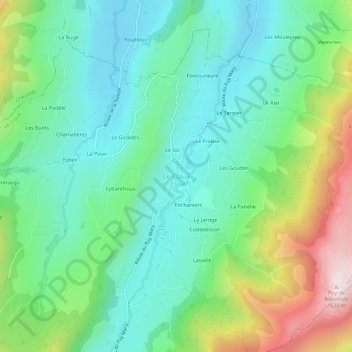 Mapa topográfico Le Claux, altitud, relieve