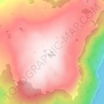 Mapa topográfico Nesoy, altitud, relieve