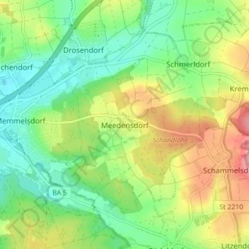 Mapa topográfico Meedensdorf, altitud, relieve