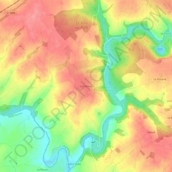 Mapa topográfico Le Fuiteau, altitud, relieve