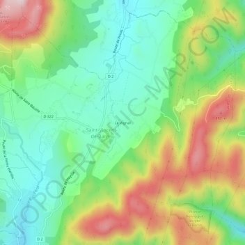 Mapa topográfico Le Vignal, altitud, relieve