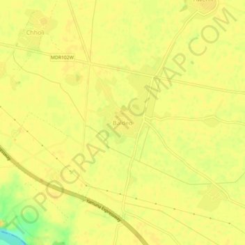 Mapa topográfico Baldeo, altitud, relieve