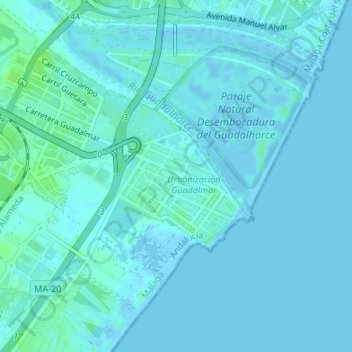 Mapa topográfico Guadalmar, altitud, relieve