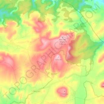 Mapa topográfico Labros, altitud, relieve